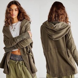 Free People Brentwood Cotton Cardigan Olive Green